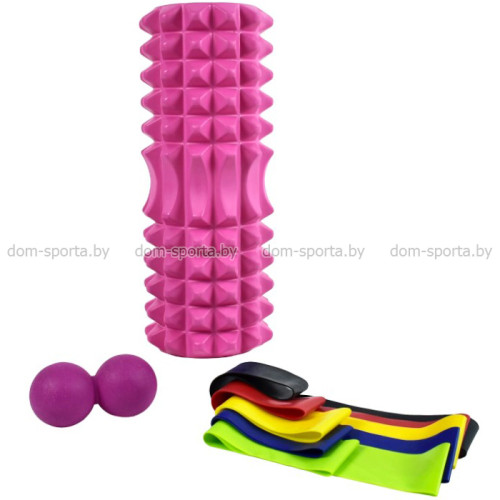 Набор для йоги Cliff (ролл 33х13см, мяч двойной, 5 эспандеров)