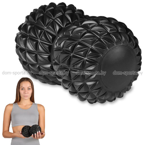 Мяч массажный 18х10 см Indigo IN269-BK двойной жесткий