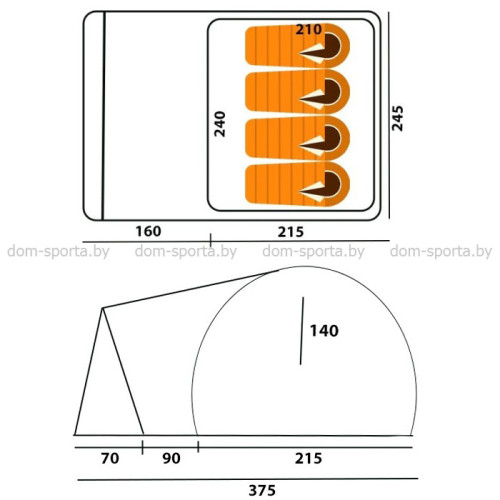 Палатка 4-х местная PANORAMA 4 1000мм
